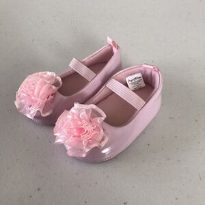 Stepping Stones Shoes Pink Mary Jane Toddler Sz 3-6 Months Faux Patent Flower